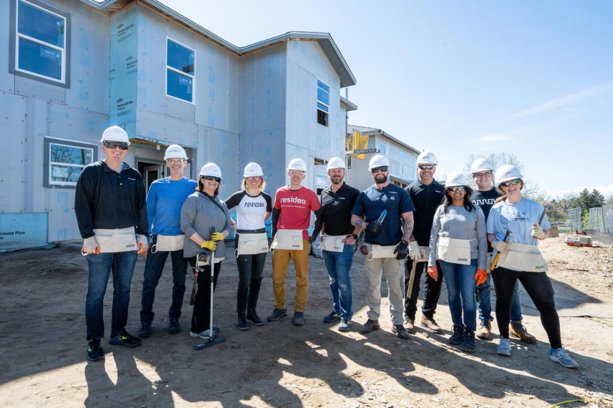 volunteers posing at the work site